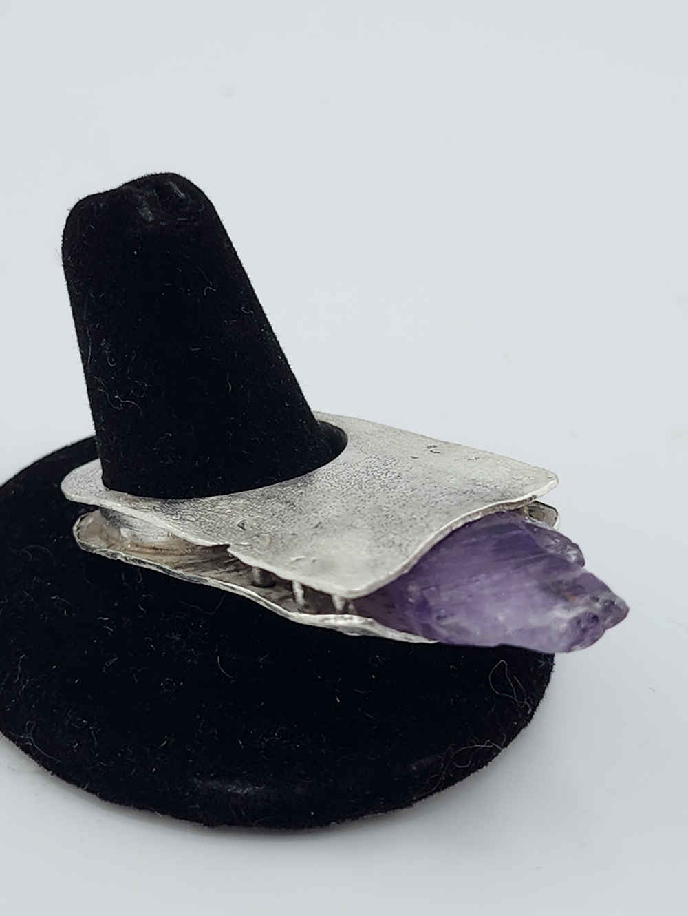 RAW AMETHYST STONE STATEMENT RING HANDMADE IN STERLING SILVER METAL SIZE 10 - Picture 12 of 14